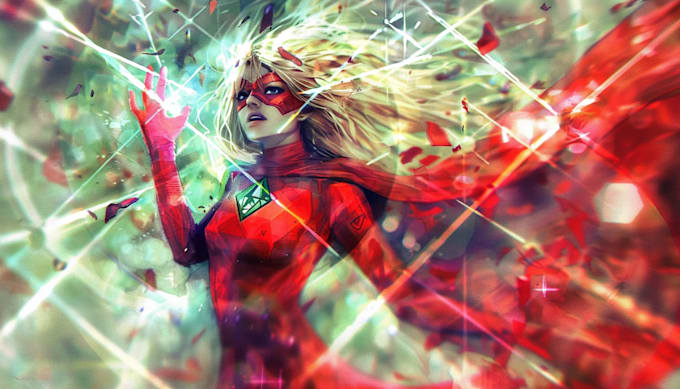 illustrate a superhero comic cover art