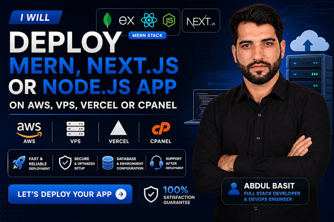 deploy your full stack app on vps, AWS, vercel or cpanel