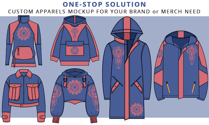 create complete merchandise or clothing collection  mockup for brand