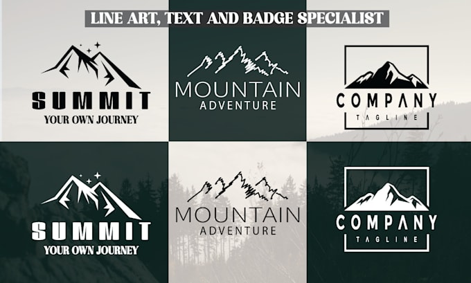 do contemporary line art text or badge logo design