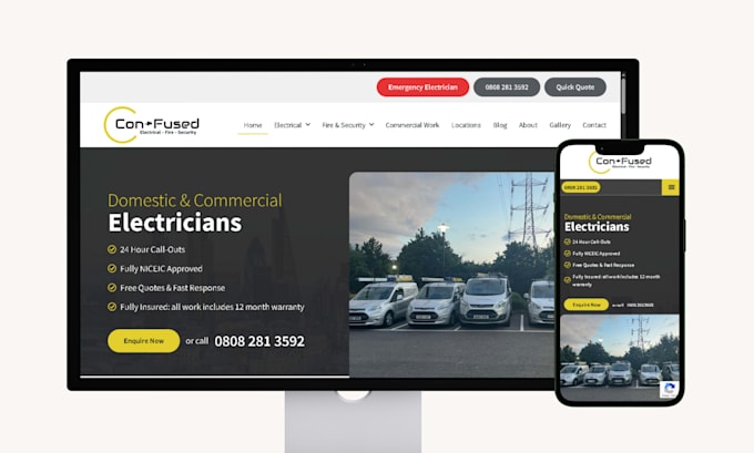 design electrical landing page construction handyman website electrician website
