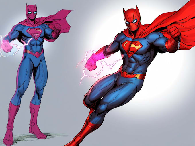 drawing custom superhero character in action