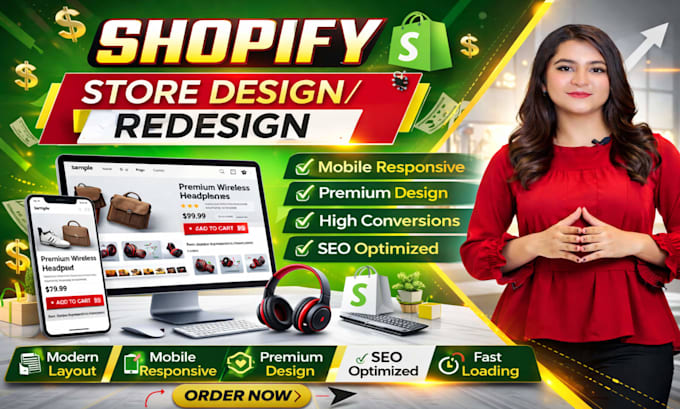 design and redesign high converting shopify dropshipping stores, shopify website