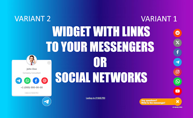 add floating messenger, whatsapp or social media button integration