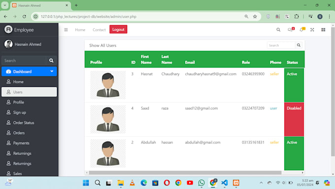 work on HTML CSS javascript react PHP python