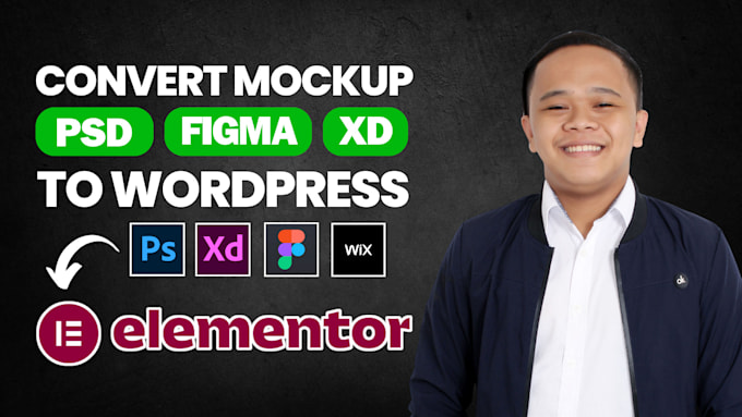 convert figma to elementor, PSD to elementor, wix to wordpress