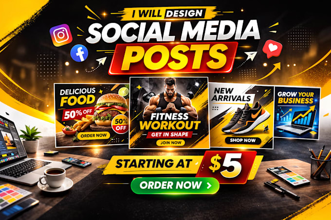 create professional and modern social media post designs