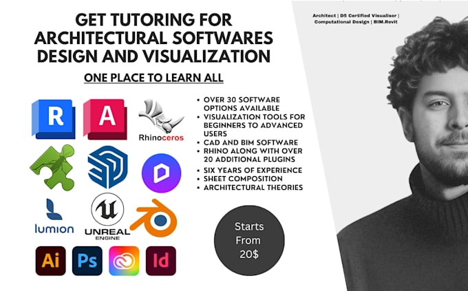 teach you architectural software like revit, rhino