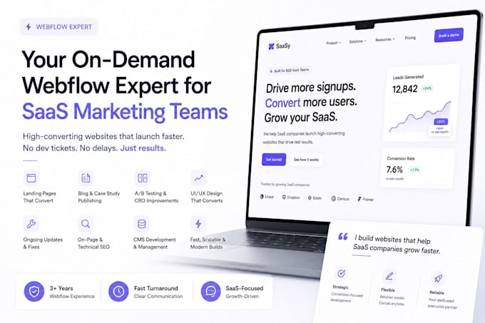 monthly webflow developer and SEO for your saas startup