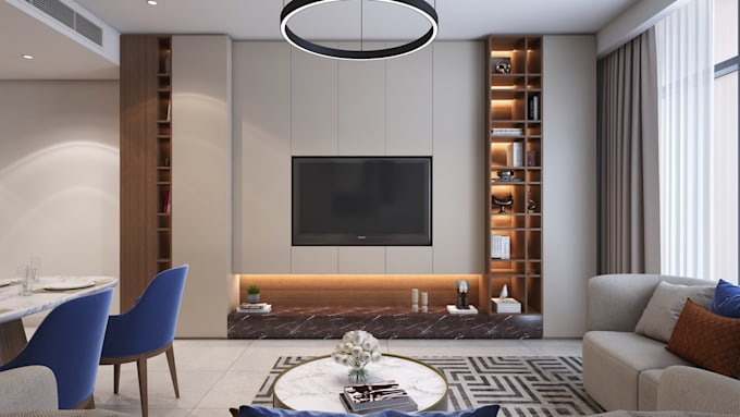 do impressive 3d room interior design, gaming room, living room, home office