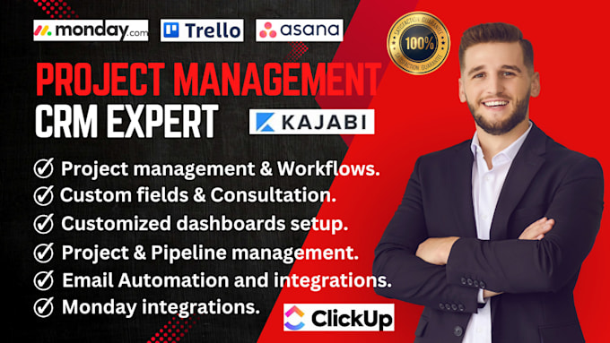 setup mondaycrm trello asana clickup zapier nutshell kajabi wrike mailchimp