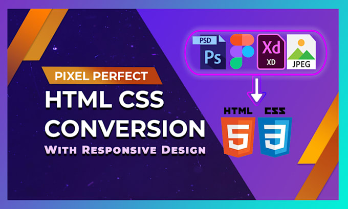 convert from PSD to HTML , jpeg or figma to HTML
