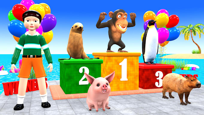create 3d animation for kids using characters and animals