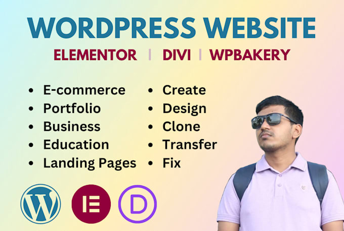 create, design, clone wordpress websites, elementor landing pages