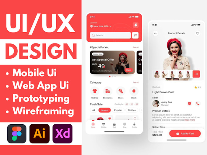 Do ui ux desgn figma app design ui ux prototype website mobile app ...