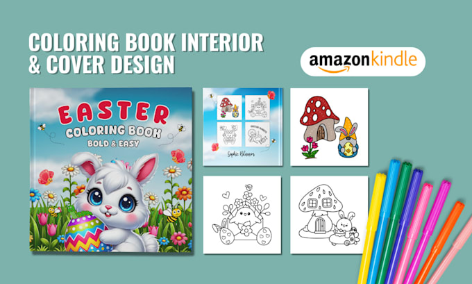 do coloring book interior design and book cover design