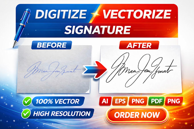 digitize your handwritten signature into a vector logo