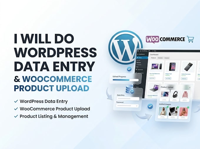 do wordpress data entry and woocommerce product upload