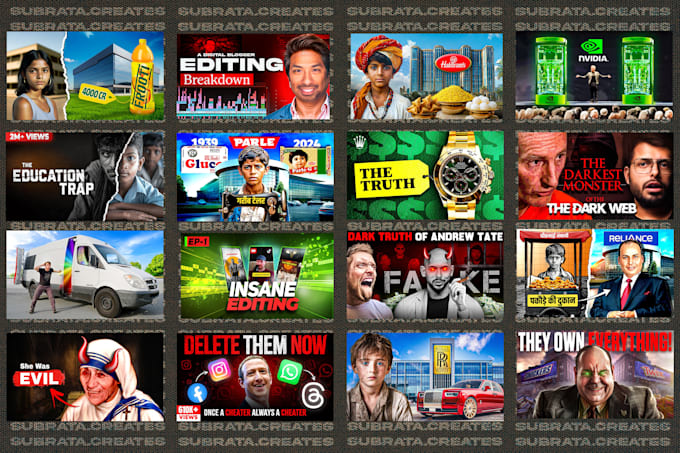 Create attractive youtube thumbnails by Subrata_creates | Fiverr
