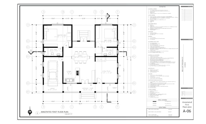 draft architectural design and construction drawings