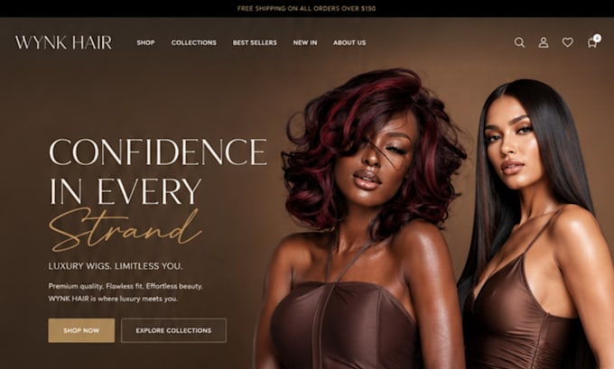 design hair extension website hair shopify store beauty salon store hair website