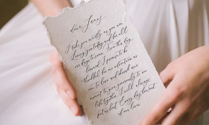 write anything calligraphy, hand lettering for wedding vows