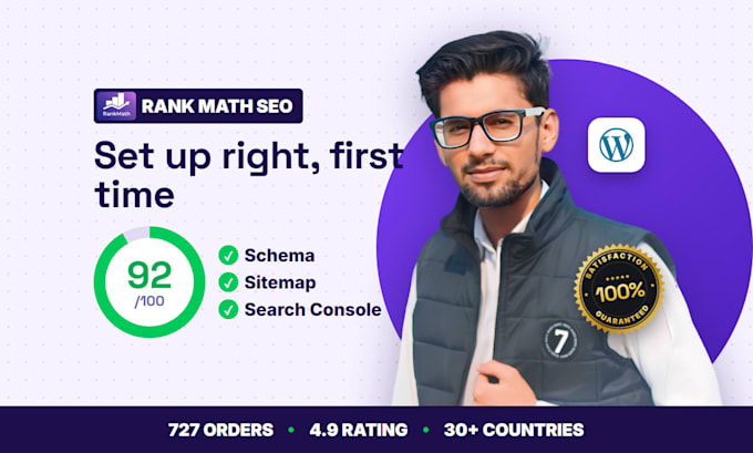 fully set up rank math SEO plugin with 90 plus score