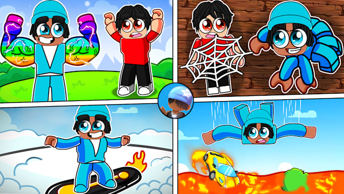 draw cartoon roblox thumbnail for youtube in any style