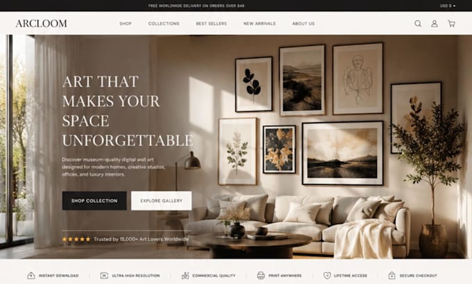 design pod website wall art shopify store digital art store esty shop pod store
