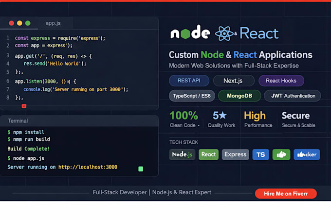 custom node and react applications with modern standards