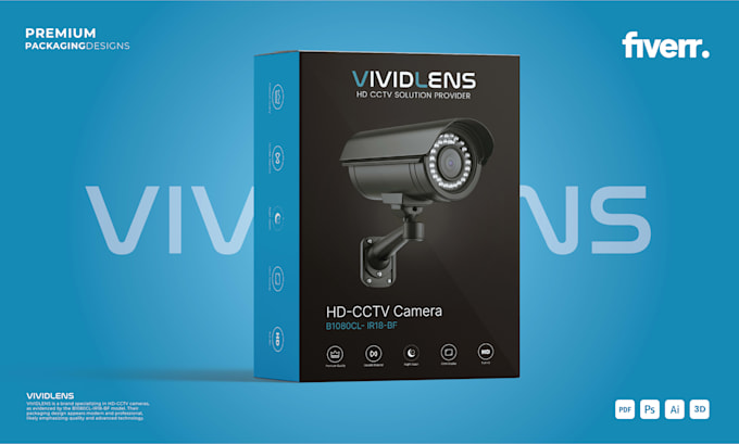 do outstanding product packaging box design with 3d box mockup