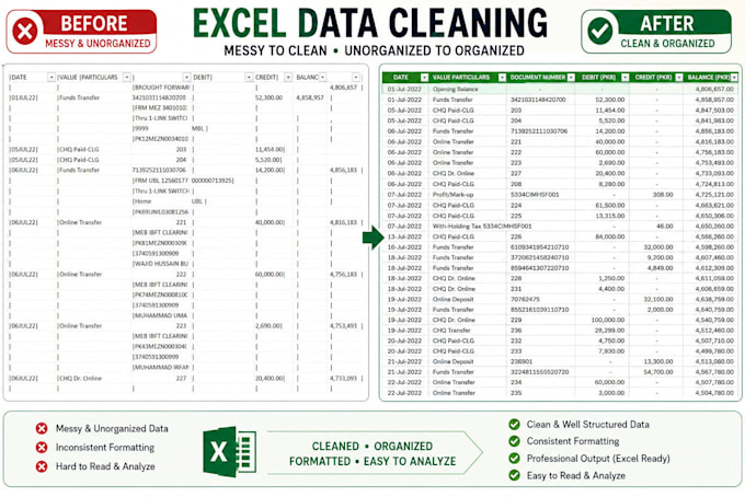 clean, organize, format and fix excel data professionally