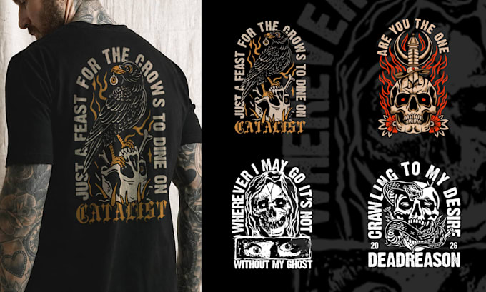 make a horror illustration for t shirt and merch design