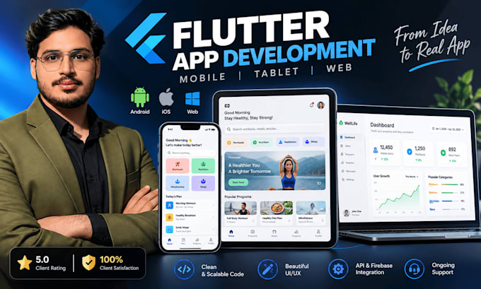 create flutter mobile apps for android and ios, flutter app development