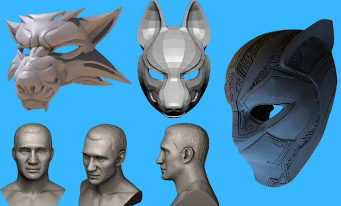 create 3d mask 3d helmet 3d armor 3d head bust sculpture 3d cosplay