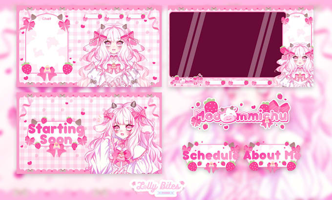 design cute anime vtuber stream overlay twitch youtube