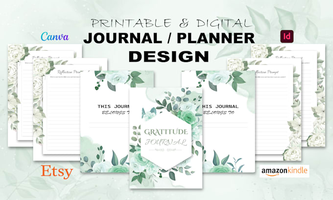 design printable journal canva editable planner minimalist wellness tracker kdp