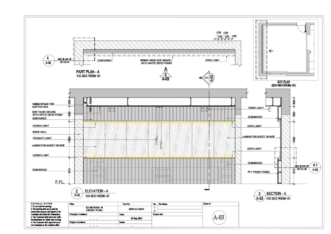 provide interior working drawings and 3d renders bedroom lounge and kitchen