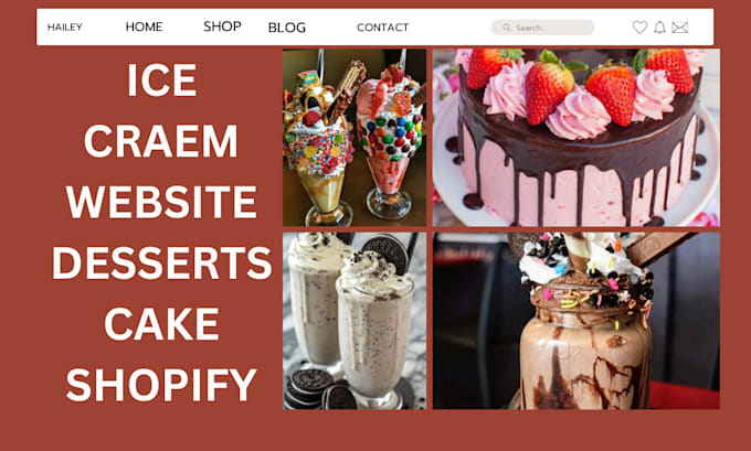 design shopify ice cream website cookies and  deseert dropshipping store
