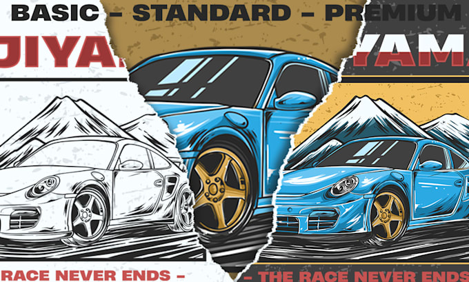draw jdm car illustration for tshirt