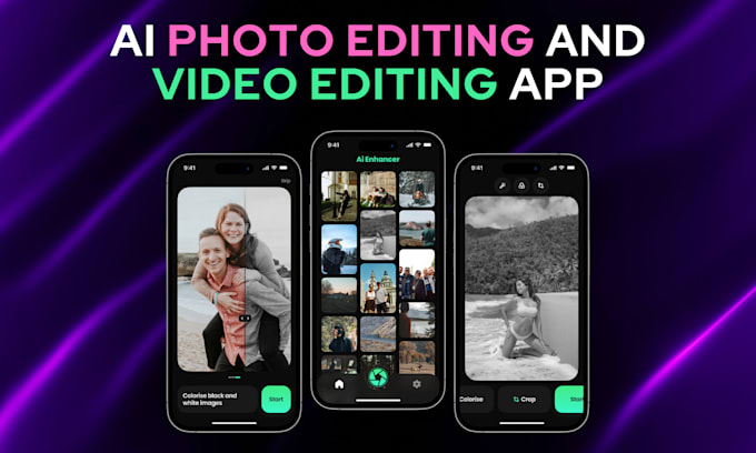 develop an ai photo, video editing app and website like lensa and luminar neo