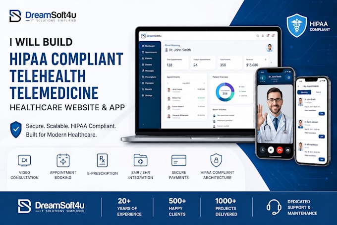 build hipaa compliant telehealth telemedicine healthcare website and app