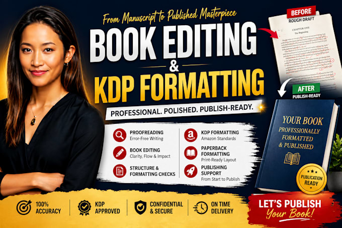 do amazon kdp book formatting, book publishing, book editor paperback, proofread