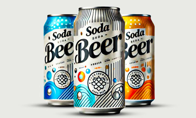 create beverage, energy drink, can, beer, soda, bottle label design or 3d mockup