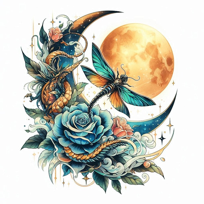 draw watercolor tattoo design
