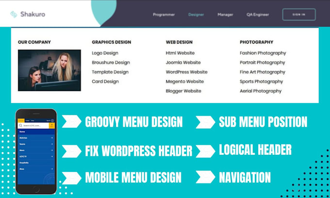 redesign dropdown, toggle, mobile, groovy menu, navigation and vertical menu