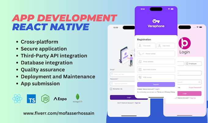 develop react native mobile app for ios and android