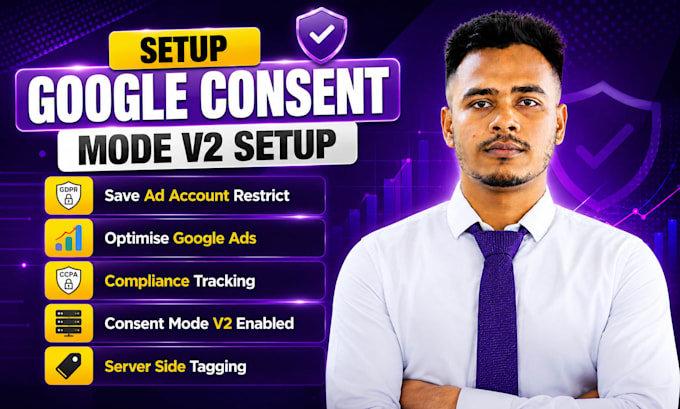setup google consent mode v2 with cookie consent banner, gdpr complianc with GTM