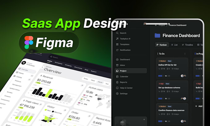 design saas, web app, dashboard UI UX with figma