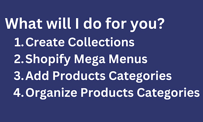 create collections, add categories, mega menus and organize categories